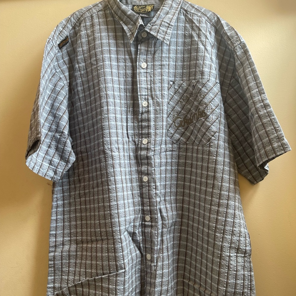 Akademiks Striped Button Down Shirt